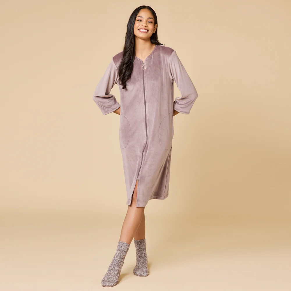 42" 3/4 Sleeve Serenity Shear Mink Zip Robe - Image 2