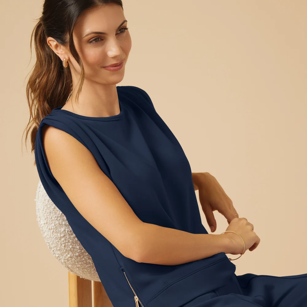 DreamTech Pleated Shoulder Tank with Cropped Pant - Image 29