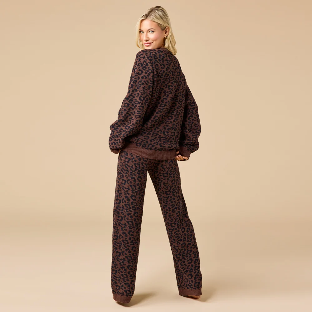 Leopard Marshmallow Crew Neck Lounge Set - Image 4