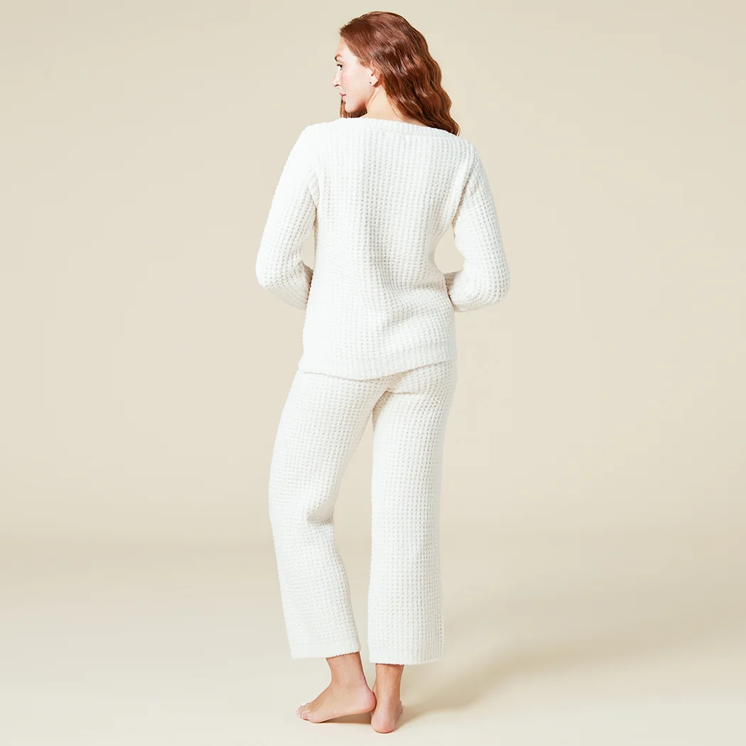 Waffle Knit Marshmallow Boatneck Lounge Set - Image 12