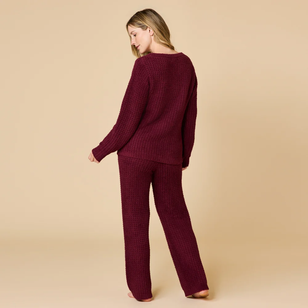 Waffle Knit Marshmallow Boatneck Lounge Set - Image 16