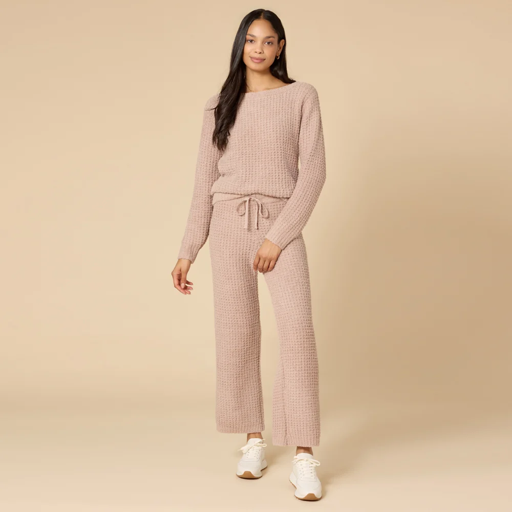 Waffle Knit Marshmallow Boatneck Lounge Set - Image 21
