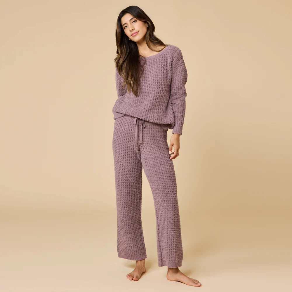 Waffle Knit Marshmallow Boatneck Lounge Set - Image 6