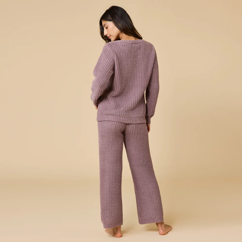 Waffle Knit Marshmallow Boatneck Lounge Set - Image 9