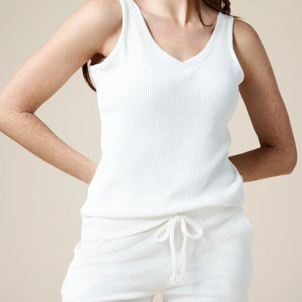 Rib Dream Double V-Neck Short Set - Image 20