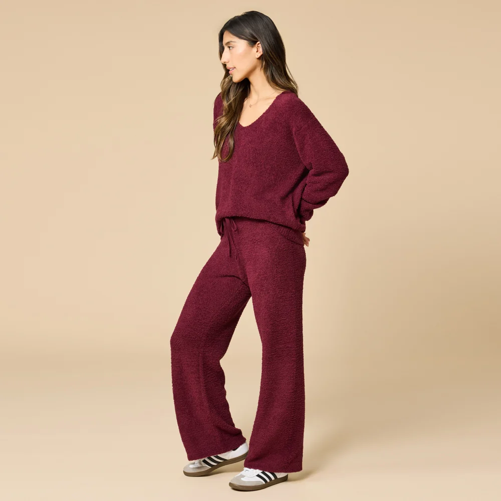 Solid Marshmallow V-Neck Lounge Set - Image 38
