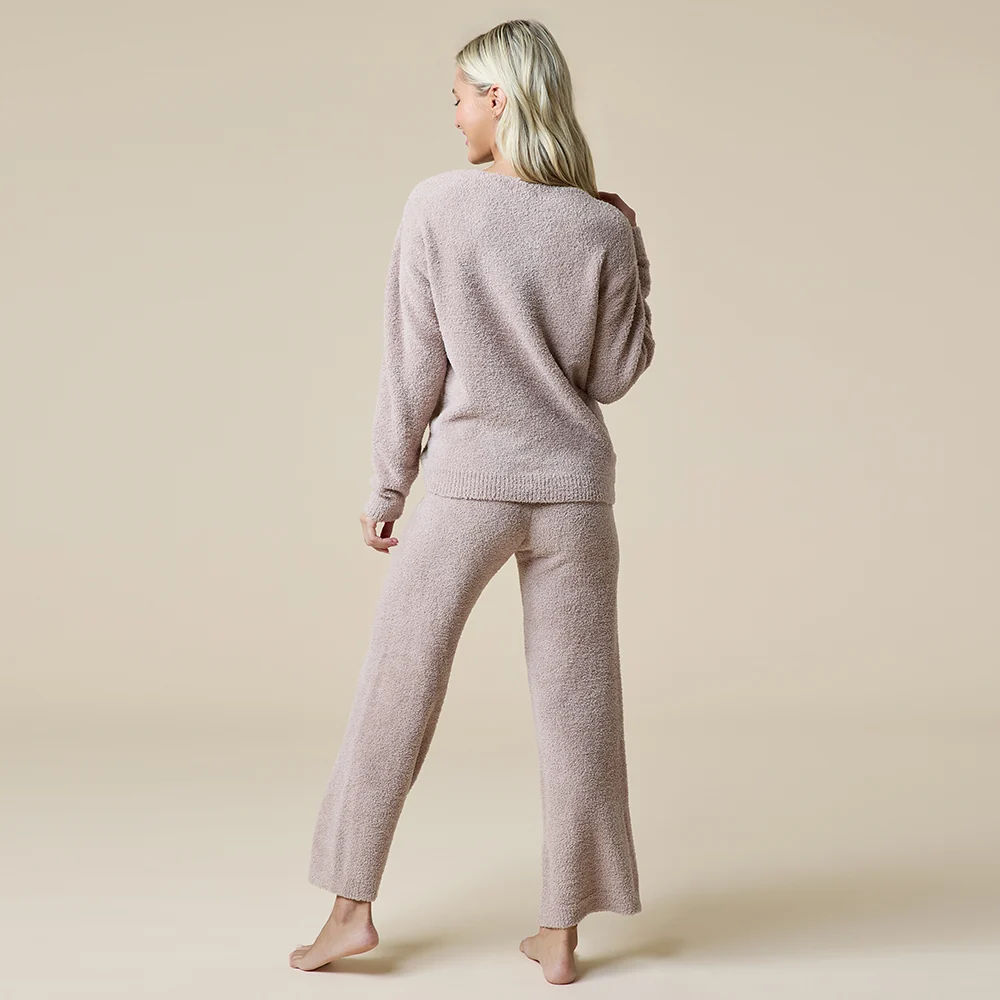 Solid Marshmallow V-Neck Lounge Set - Image 6