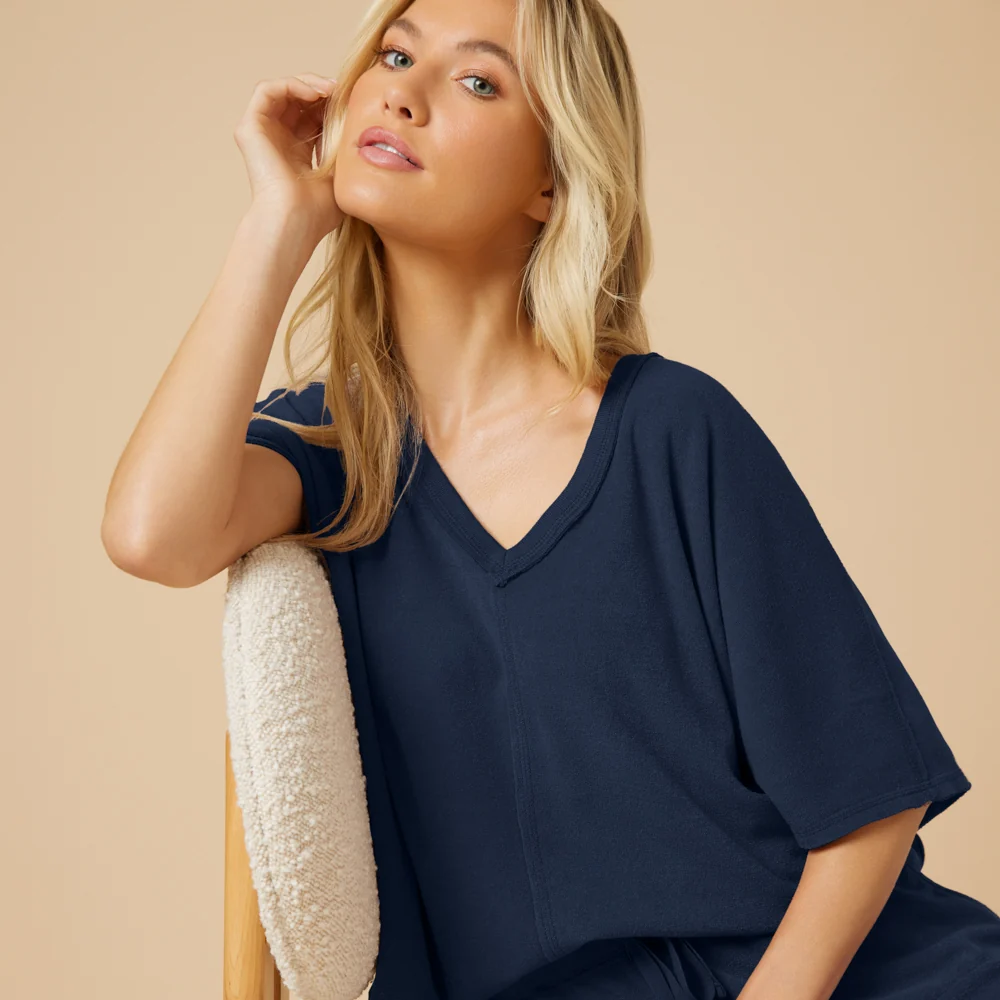 Terry Relaxed V-neck with Short Set - Image 6